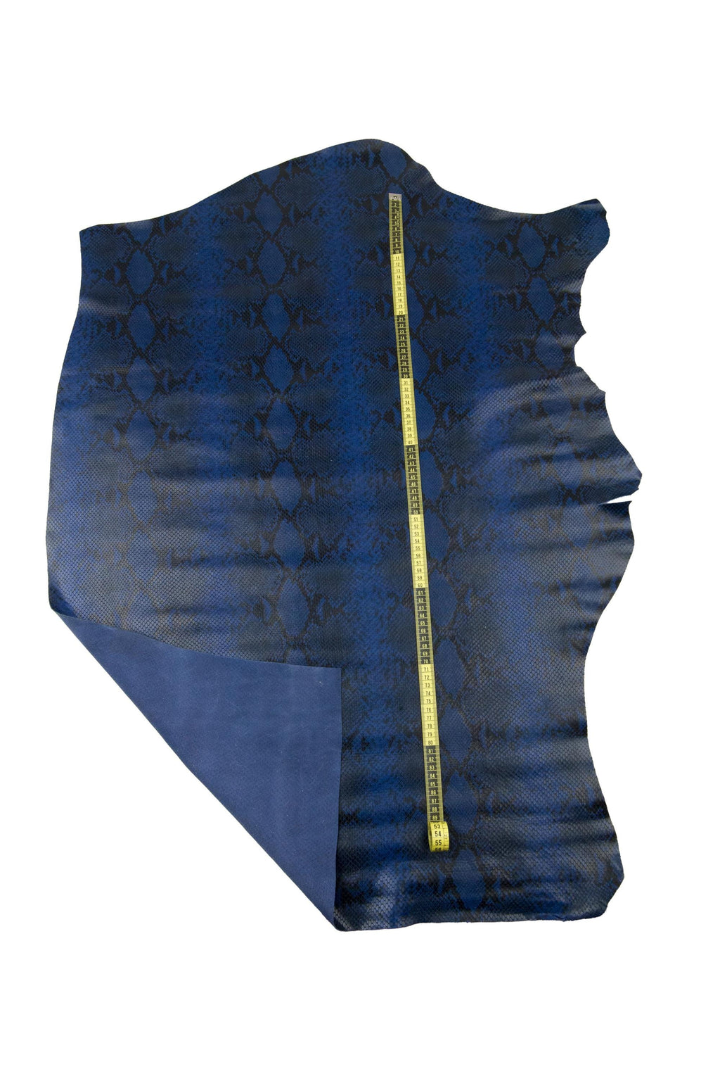 Blue Snake textured leather hide, soft semi glossy REPTILE printed cowhide, top quality Python calfskin B17978-ST La Garzarara