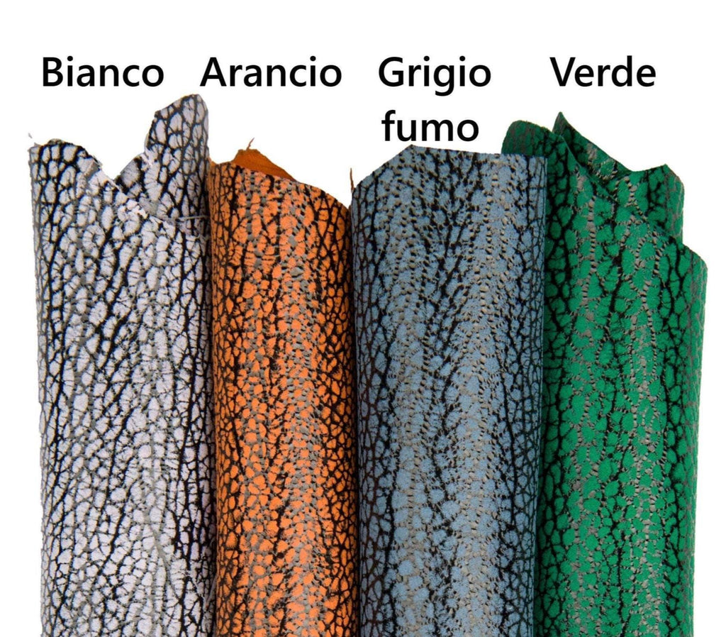 ELEPHANT printed leather skins, animal texture on SUEDE goatskins, metallic soft skins B18425-ST La Garzarara