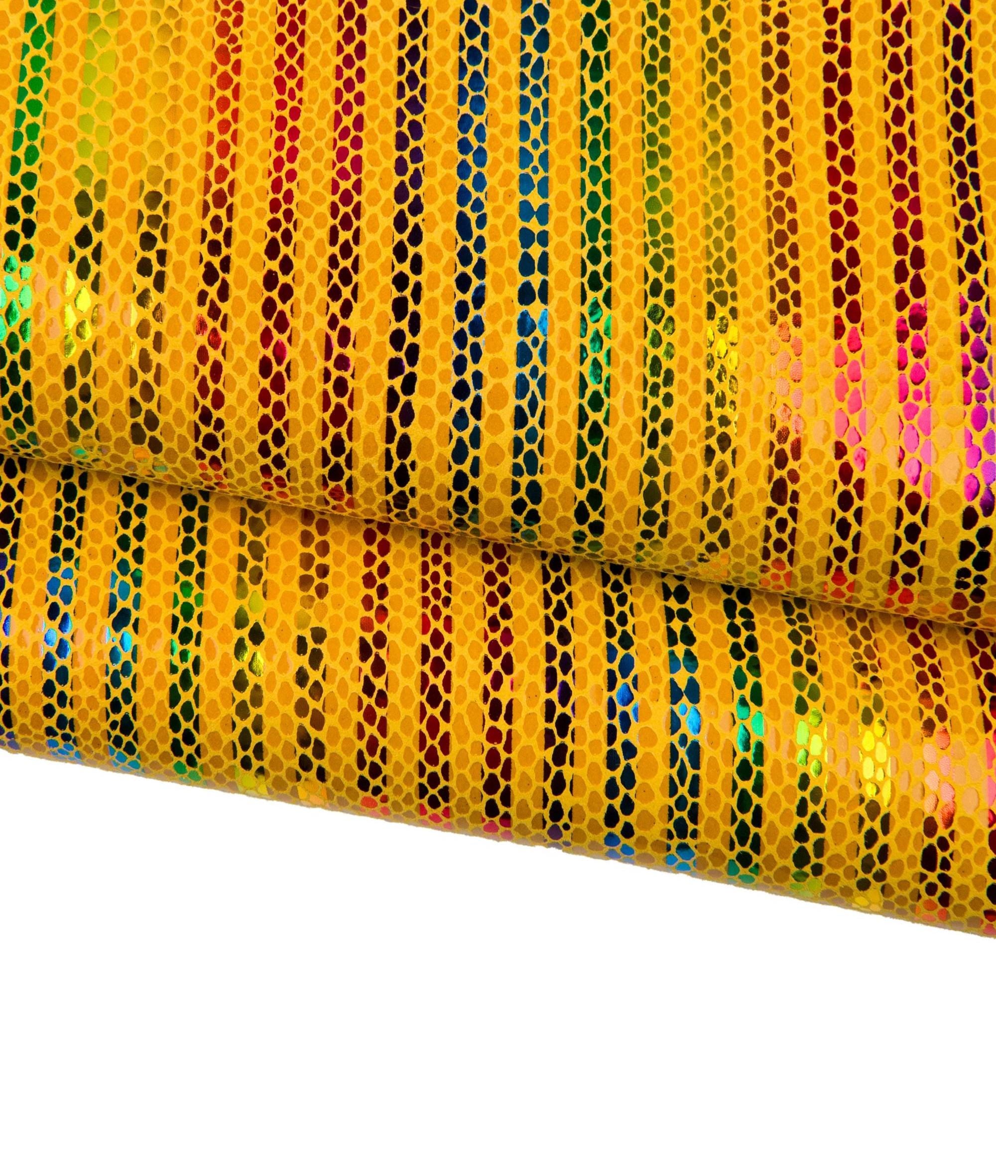 Multicolor STRIPED printed leather skin, petroleum green snake textured goatskin, RAINBOW textured hide B18439-MT(st) La Garzarara