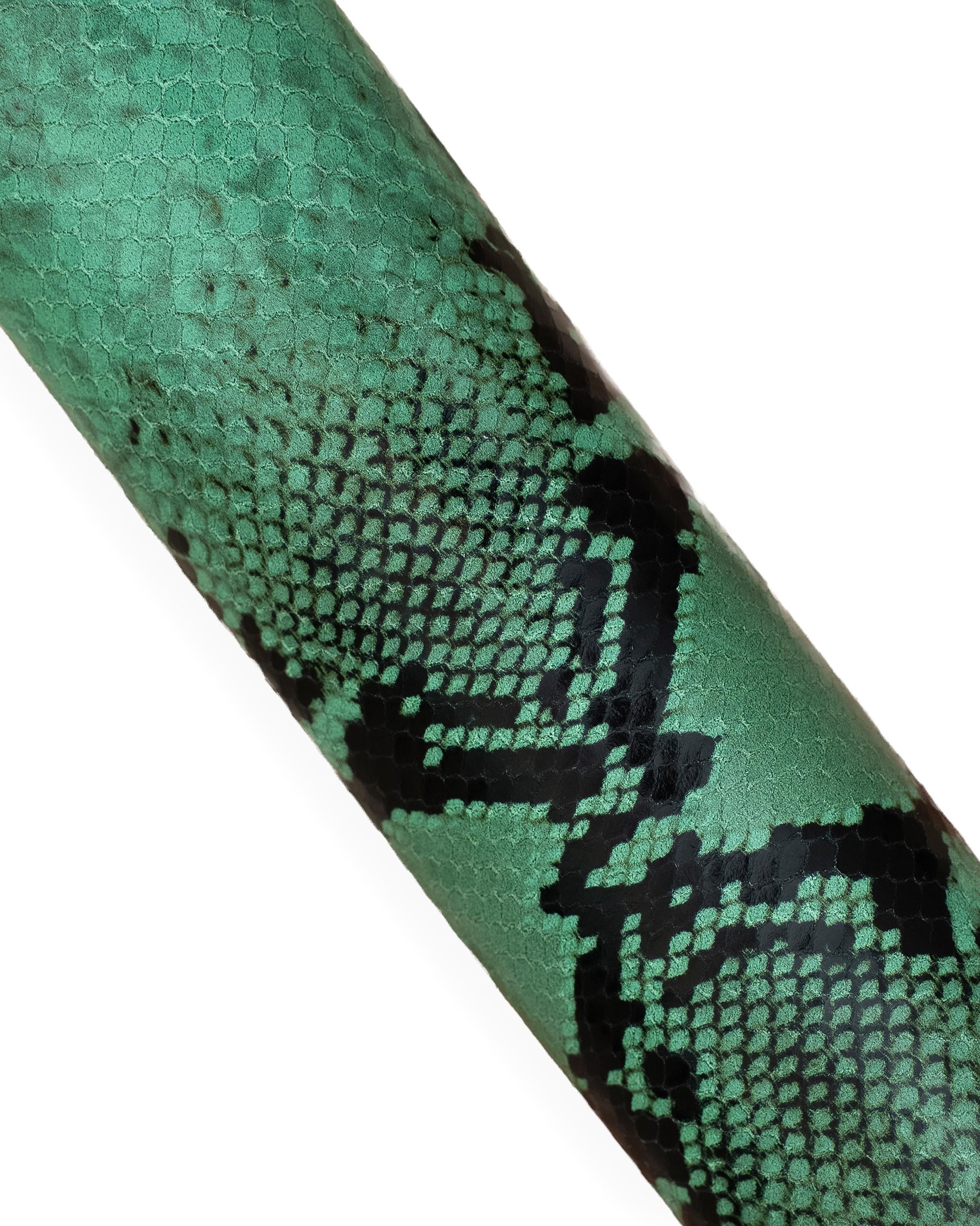 Mint Green Python Print Leather Hide, Soft Italian Snakeskin, Animal Print cow Leather for Bags, Shoes & Crafts B18567-ST La Garzarara