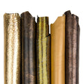 Italian Metallic Leather Skins, Gold Bronze Champagne Olive Black Leather Hides Luxury Craft Selection B18283-mt(st)