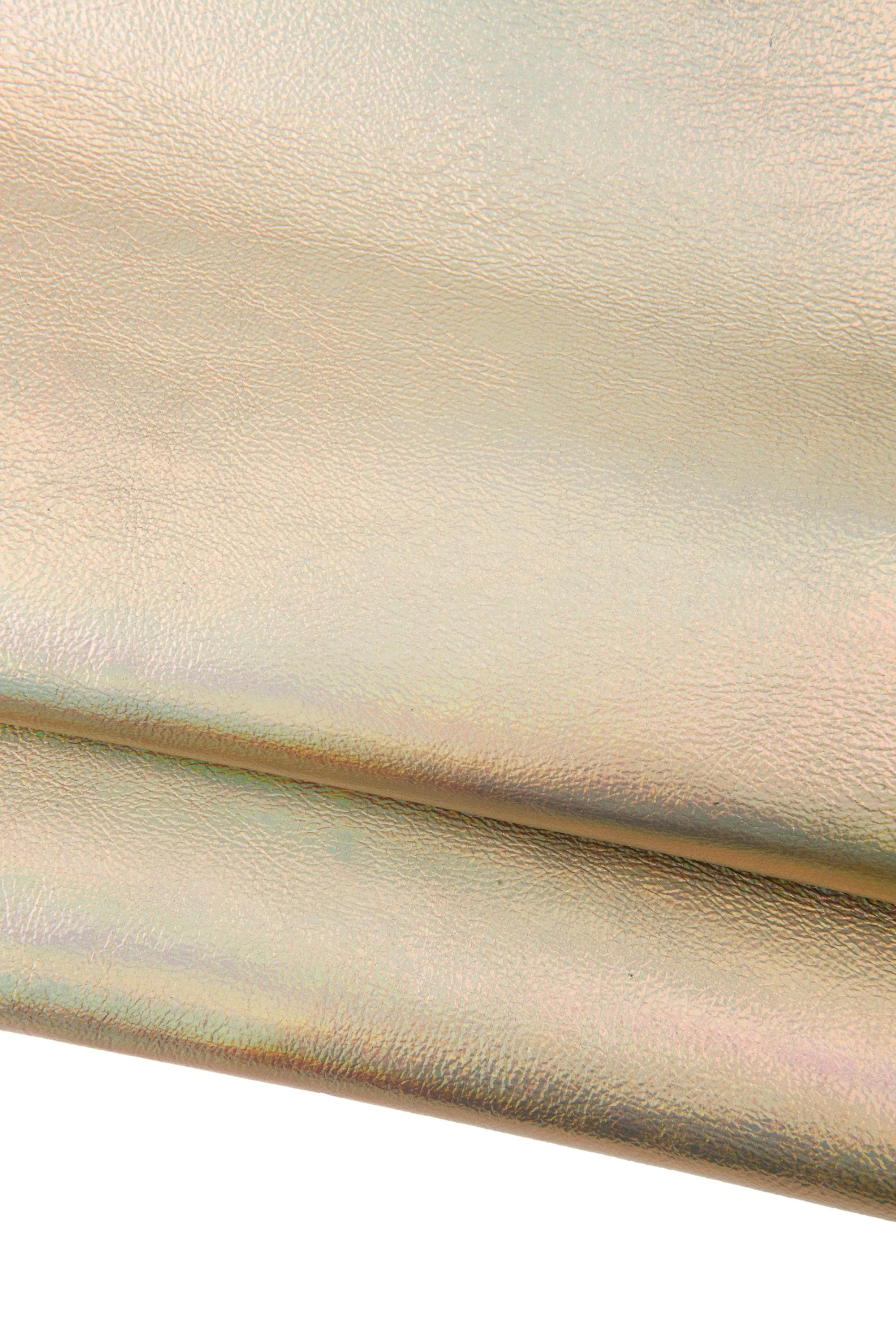 Light gold goatskin, IRIDESCENT METALLIC leather skin, platinum sparkle hide for hobbyists B18480-MT La Garzarara