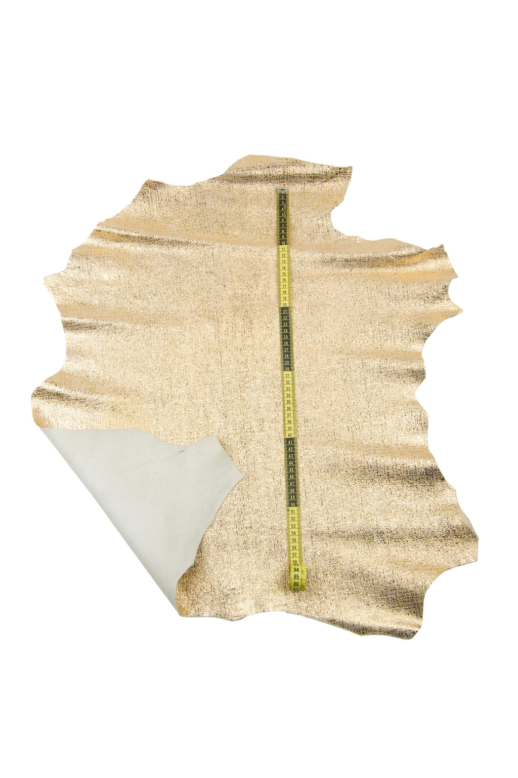 GOLD leather skin, metallic printed soft goatskin, CRACKLE textured bright hide for diy creations B18531-MT(st) La Garzarara