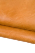 Tan SMOOTH leather hide, classic GLOSSY calfskin, brown cowhide 0.8 - 0.9 mm, medium softness, ideal for diy projects B18471-TU La Garzarara