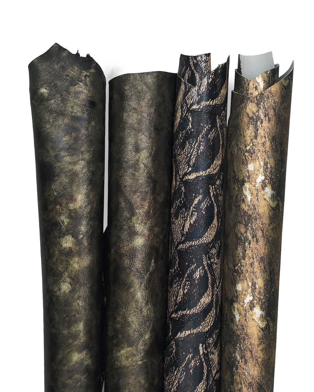 Luxury Patina Leather Hides Metallic Antique Finish Italian Skins Bronze Olive Black Leather Collection B18361-MT(ST) La Garzarara