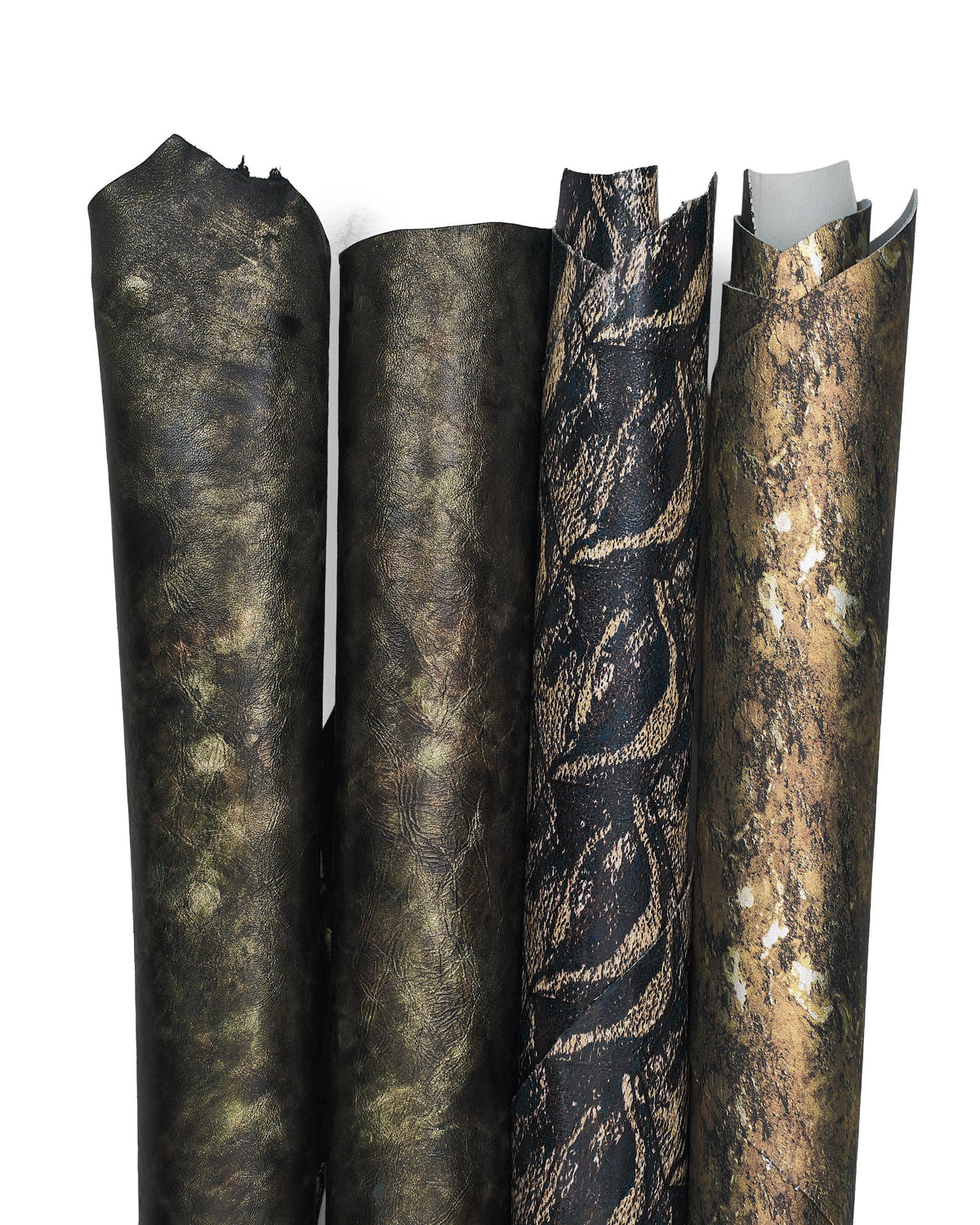 Luxury Patina Leather Hides Metallic Antique Finish Italian Skins Bronze Olive Black Leather Collection B18361-MT(ST) La Garzarara