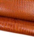 Brown CROCODILE embossed cowhide leather, animal printed GLOSSY calfskin, medium softness 1.2- 1.3 mm B18494-ST La Garzarara
