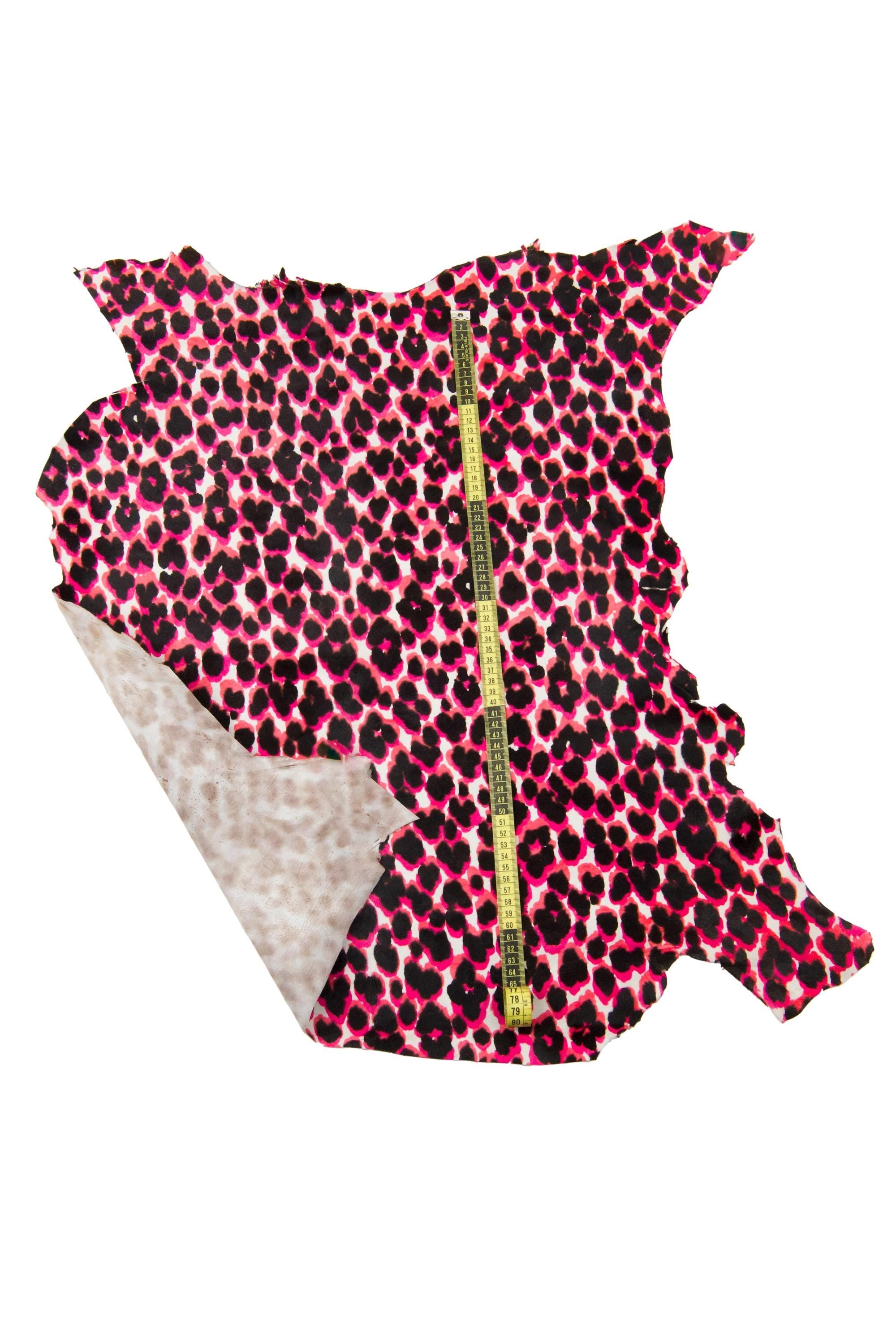 Hot Pink Cheetah Hair-on Leather, colorful Leopard Ponyskin Leather Skin, Italian Animal Print calfskin Leather B18506-CV