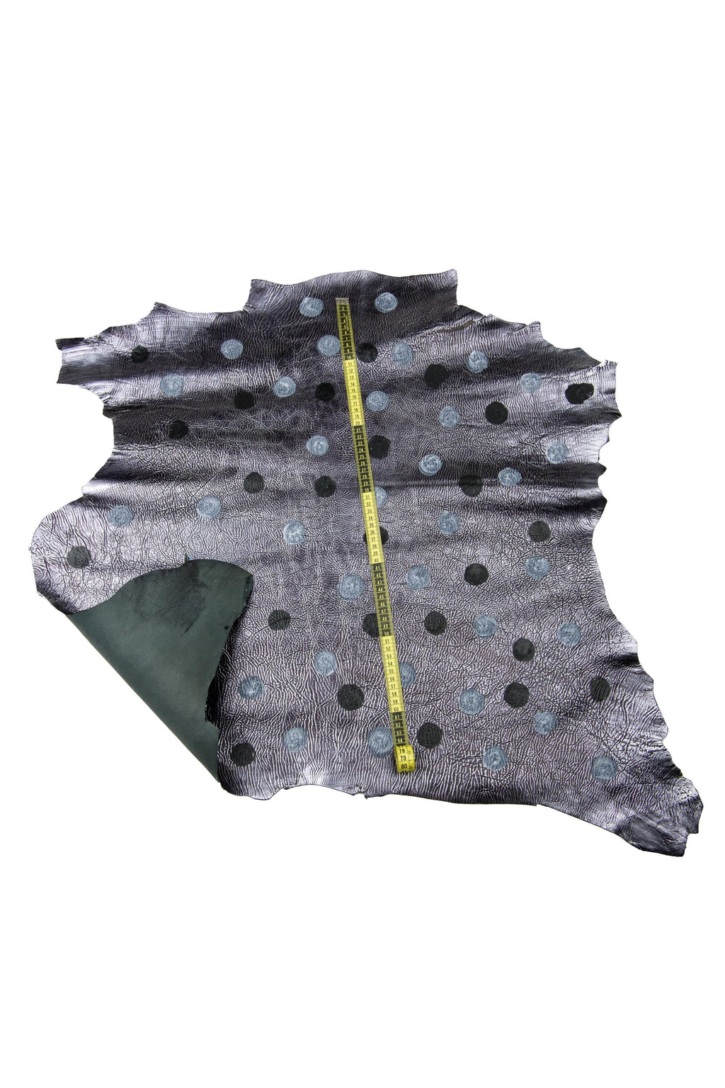 Black Polka Dot Leather Hide, Geometric Painted metallic Skin Designer for DIY B18388-dm La Garzarara