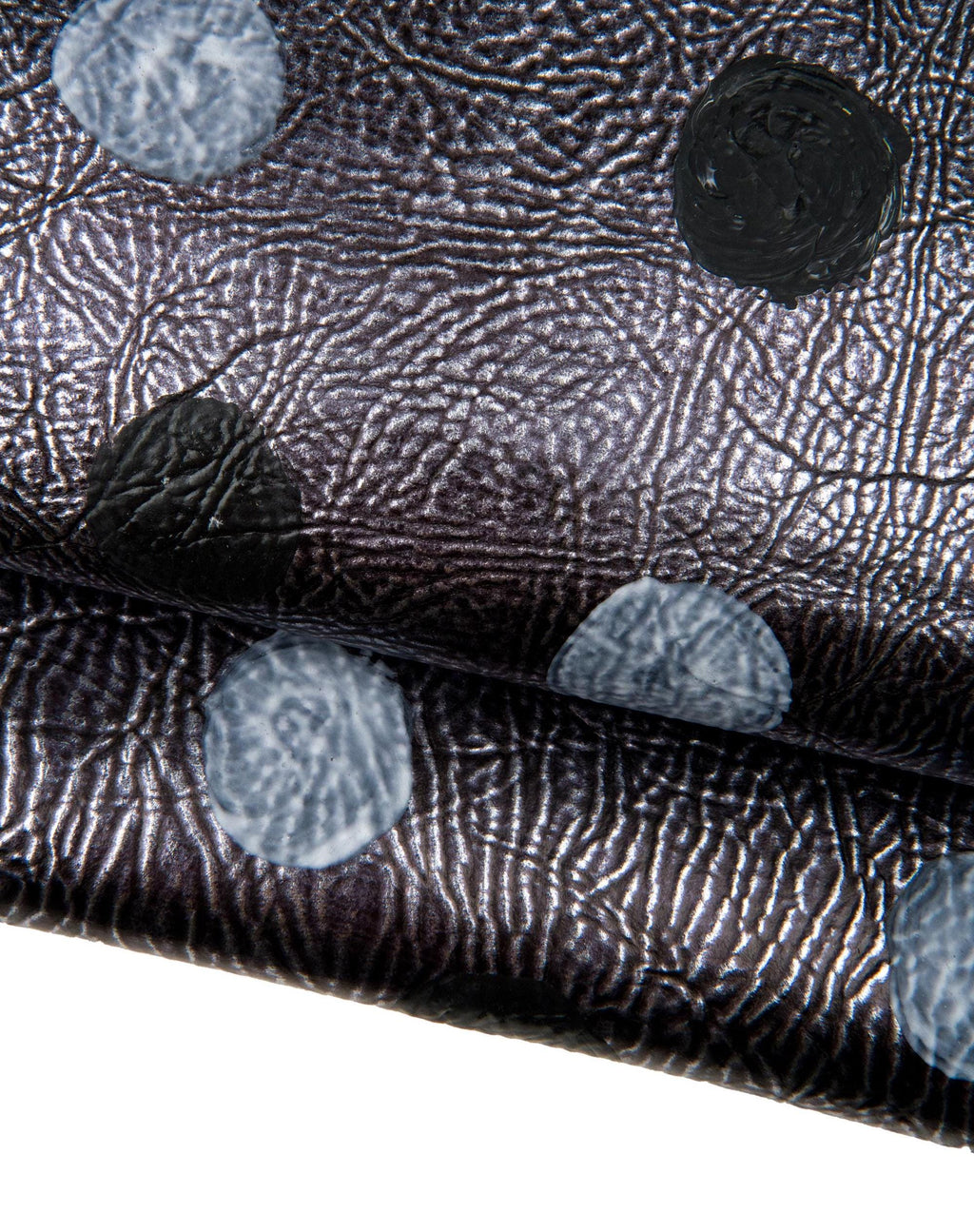 Black Polka Dot Leather Hide, Geometric Painted metallic Skin Designer for DIY B18388-dm La Garzarara