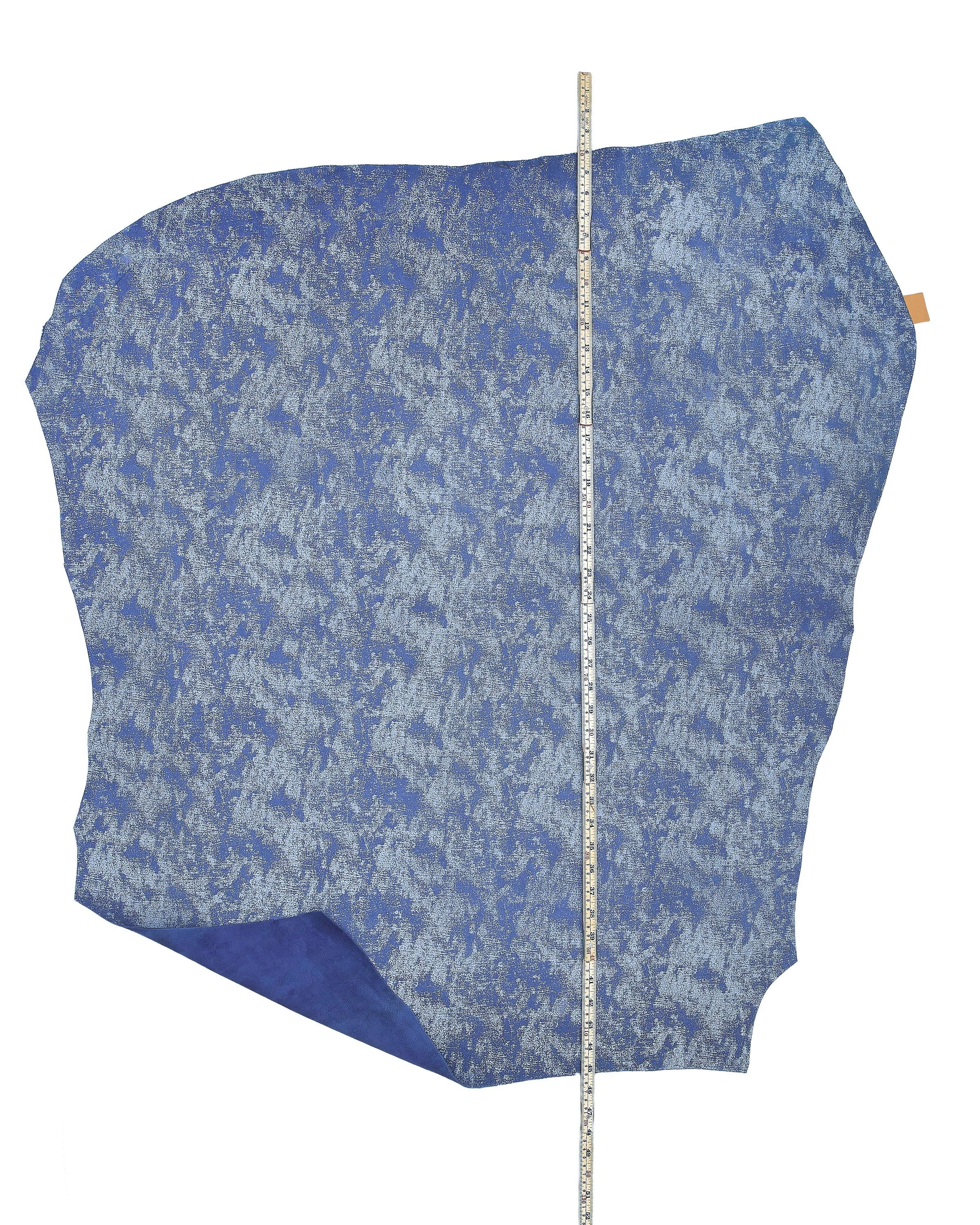 Blue jeans effect leather hide, DISTRESSED calfskin, fabric print cowhide for crafters, textured rustic skin B18057-VT La Garzarara