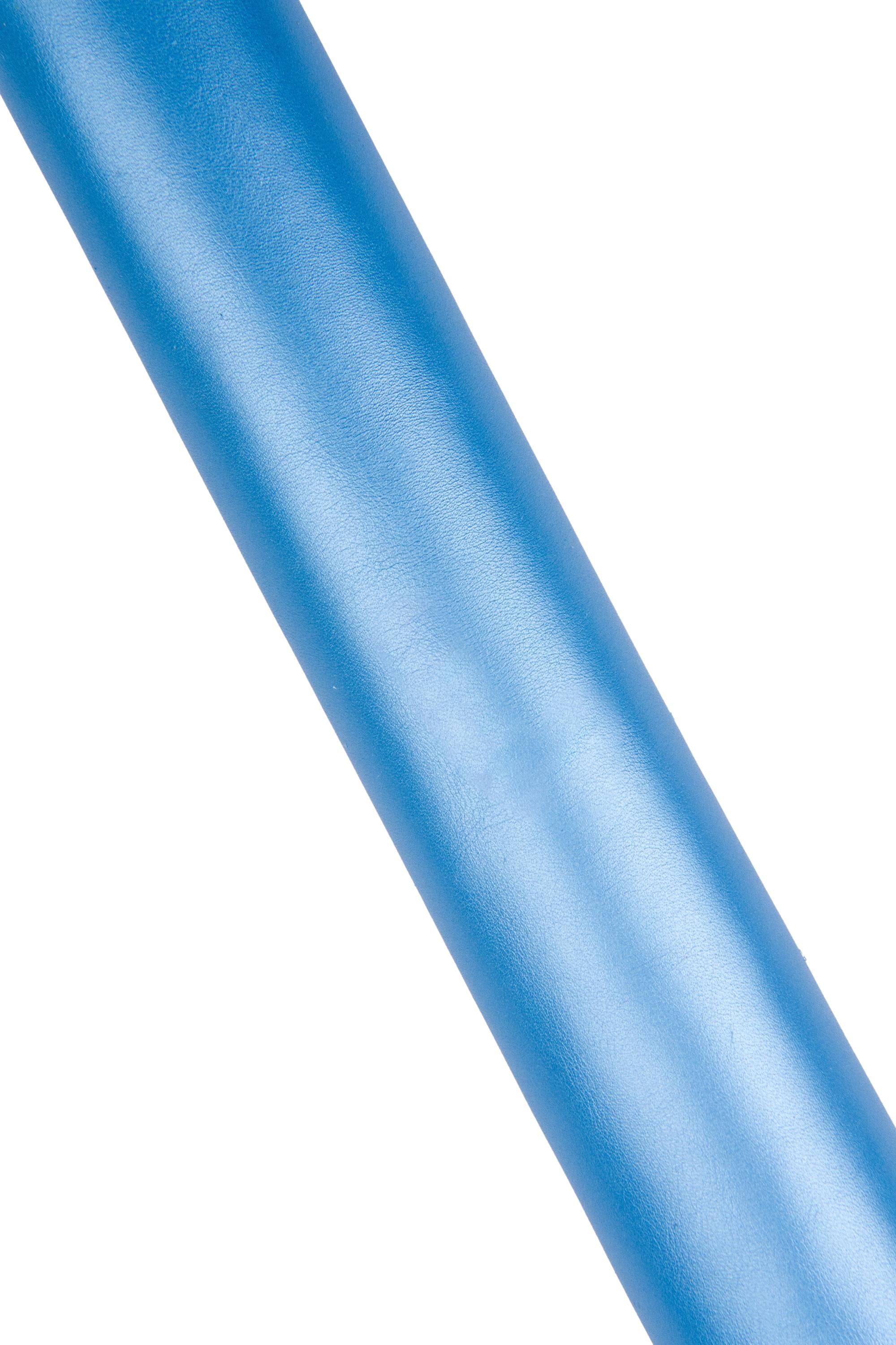 Light blue METALLIC leather hide, GLOSSY soft cowhide, smooth calfskin, 0.9 - 1.0 mm for hobbyists B18472-MT La Garzarara
