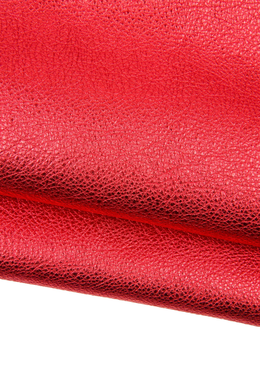 Red METALLIC leather hide, GRAINY soft cowhide, bright calfskin for crafting 1.3 - 1.5 mm B18535-MT(st) La Garzarara