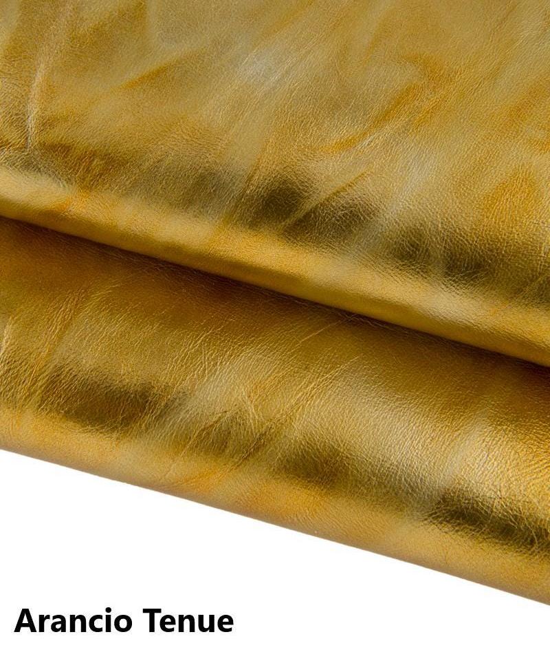 METALLIC wrinkled goatskin leather in bright and fluo neon colors, soft shaded hides for diy projects B17321-MT La Garzarara