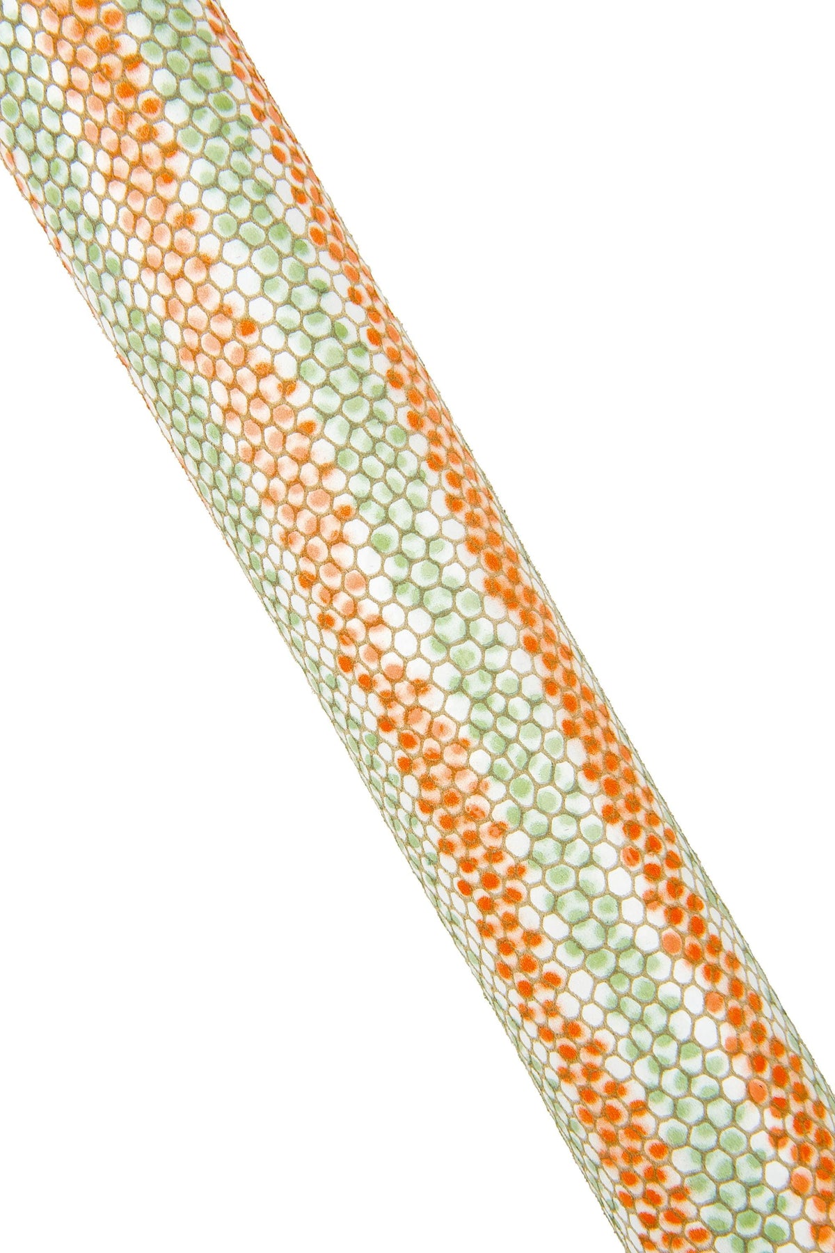 Mint Tangerine Snake Print Leather with Polka Dots, Genuine fancy reptile snakeskin Italian cow leather B18540-ST La Garzarara