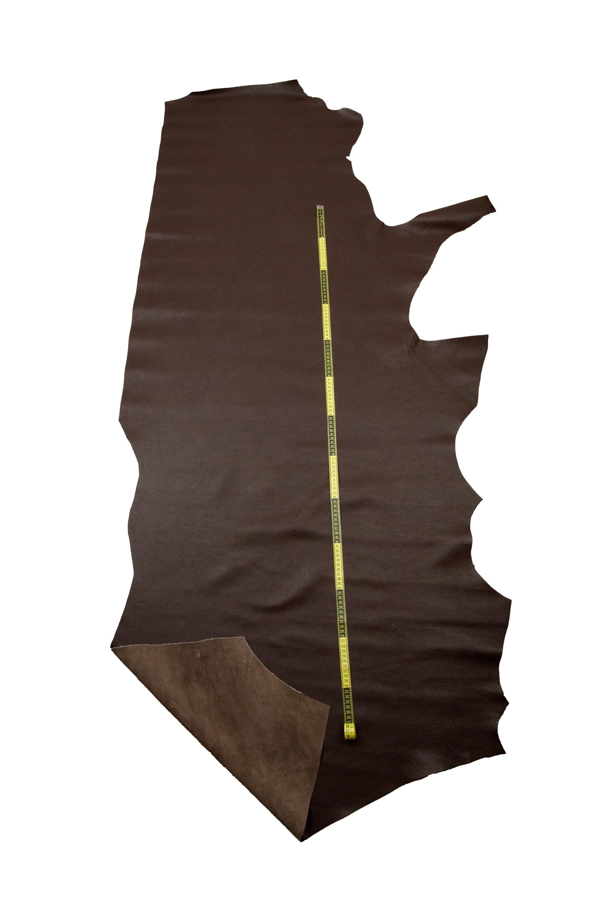 Dark brown PEBBLE grain printed leather hide, soft calfskin, sporty cowhide for crafters, 1.3 - 1.5 mm B18228-TU La Garzarara