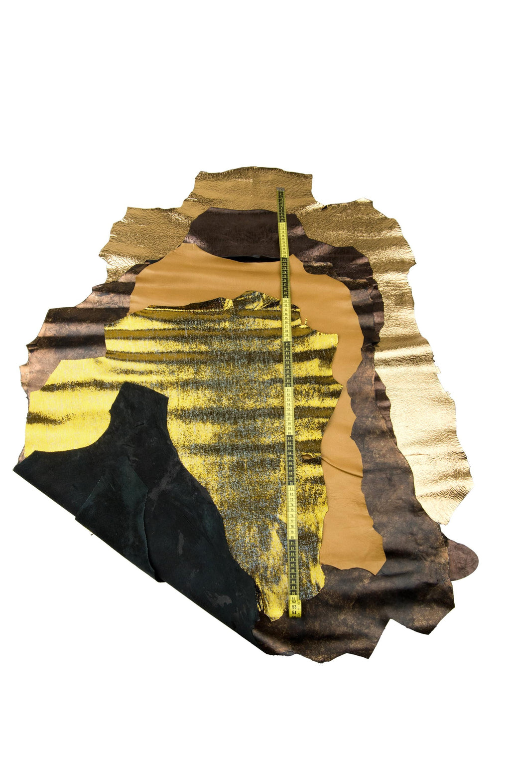 Italian Metallic Leather Skins, Gold Bronze Champagne Olive Black Leather Hides Luxury Craft Selection B18283-mt(st)