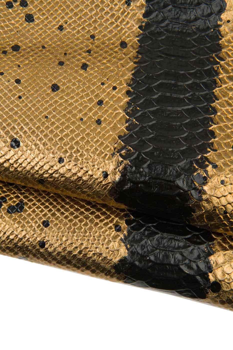 Italian Snake Print Leather Hide,Beige Black Exotic embossed Leather | snakeskin Leather for Shoes & Crafts B18574-MT(st) La Garzarara