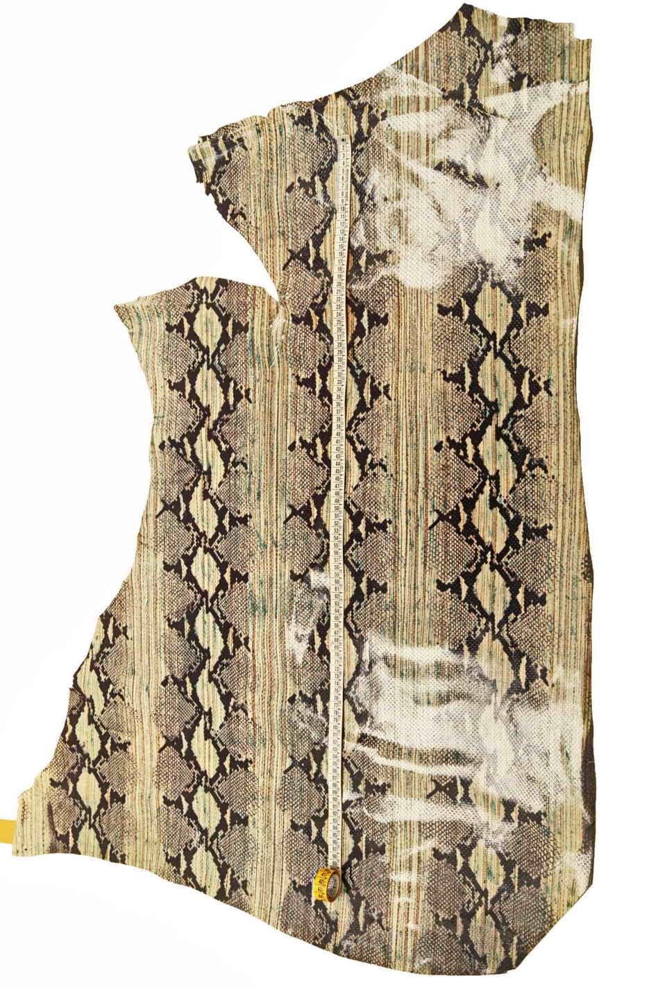 Genuine leather hide calfskin, PYTHON SNAKE textured calfskin, multicolor stripe print italian reptile skin B18834-ST La Garzarara