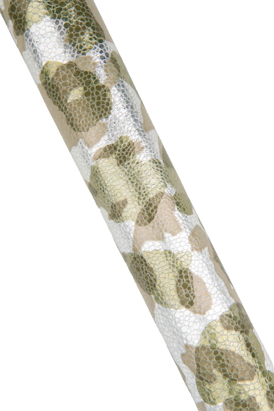 CAMOUFLAGE printed leather skin, silver, light gold, bronze metallic goatskin, MIMETIC textured hide for crafting B18622-MT(st) La Garzarara