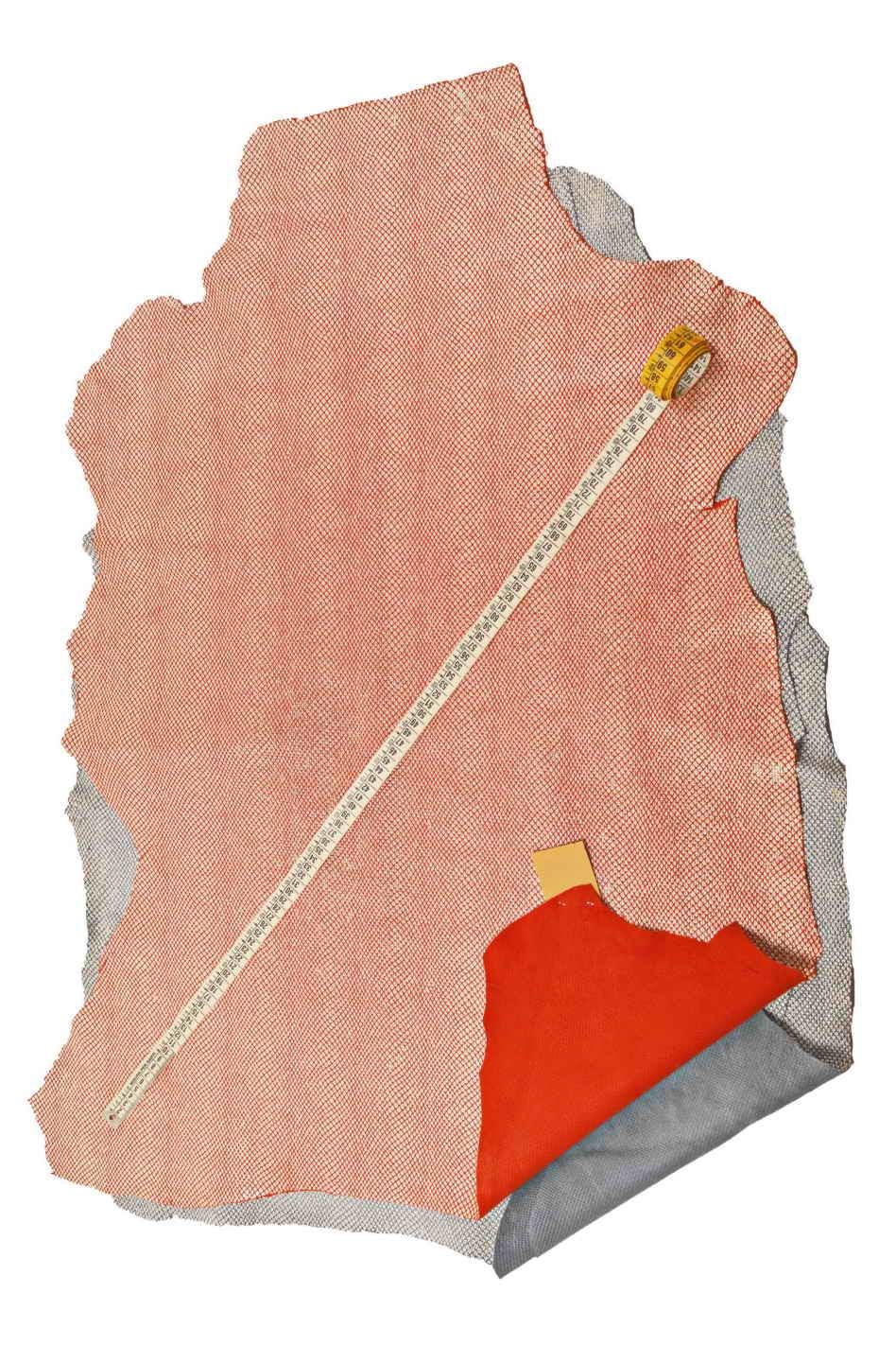 Red METALLIC SNAKESKIN, reptile pattern on white, Mosaic Leather Hide, Geometric Printed skin B18812-MT(st) La Garzarara