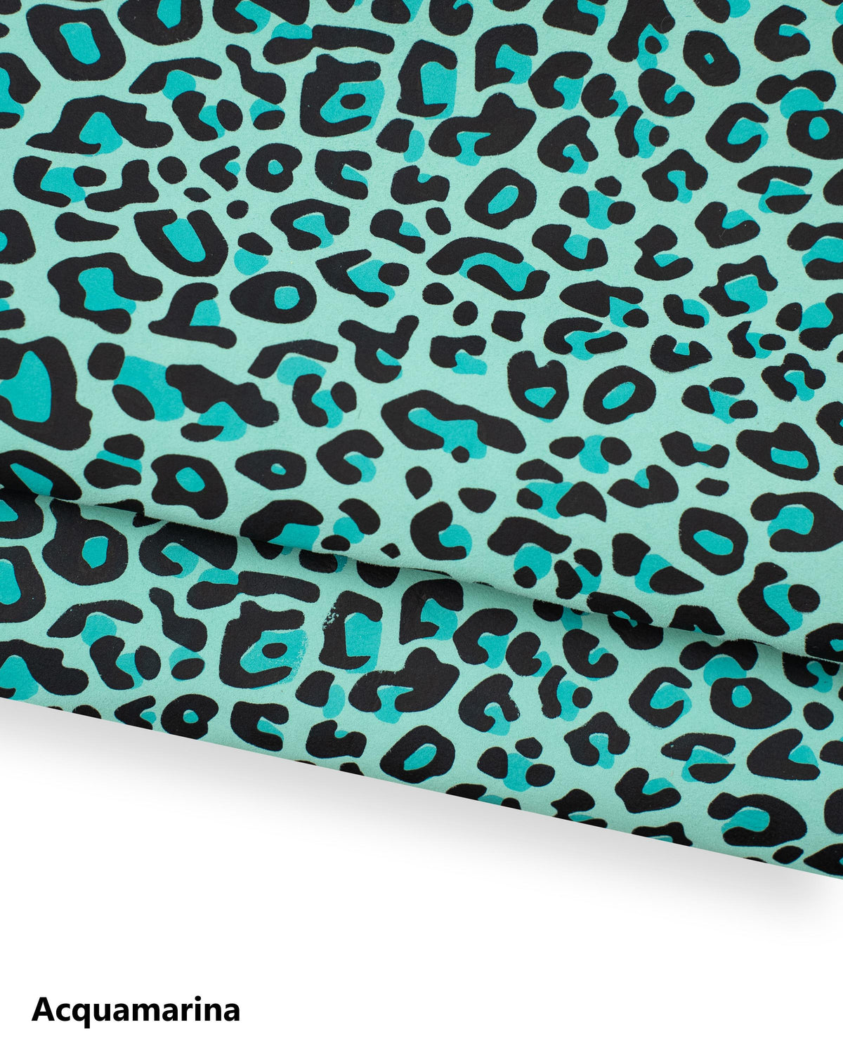 Vivid LEOPARD leather skin, animal print bright SUEDE goatskin, cheetah pattern on suede aquamarine - orange - skyblue B18685-ST LaGarzarara