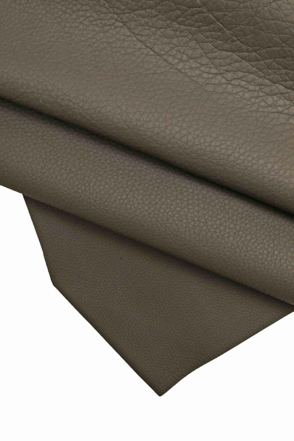 Grey pebble GRAIN printed leather hide, soft MATT cowhide, sporty thick calfskin for crafters B18824-TU La Garzarara