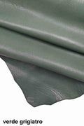 Greyish green leather skin, glossy goatskin - irregular grain - sporty soft hide for crafters b18822-tu