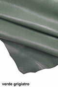 Greyish green leather skin, glossy goatskin - irregular grain - sporty soft hide for crafters b18822-tu