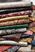 Mix Reptile leather scraps,- PYTHON, CROC, TEJUS Remnant leather, 10 italian leather pieces, offcuts for crafts B098