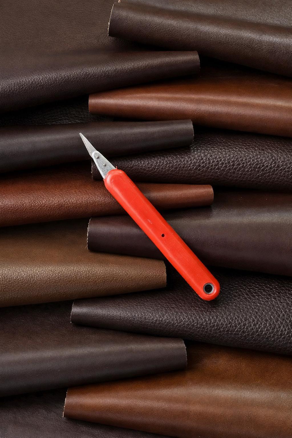 Brown Leather calf PIECES, solid and pebbled colors random assortment, thickness 1.0-1.2mm (3-4oz) 1 kg (2 lbs) - 2 kg (4 lbs) B112