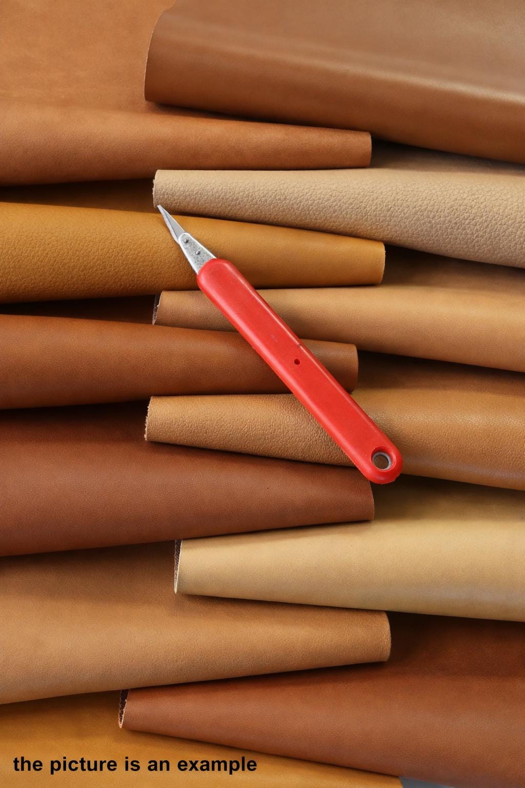 Tan Leather PIECES, solid and pebbled colors, random assortment solid Cognac pieces, 1.0-1.2mm (3-4oz) (2 lbs) - (4 lbs) B111