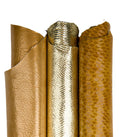 Gold Leather Palette Italian Metallic Leather Hides Patent Python Skins Luxury Craft printed hides Set B18293-MT(ST) La Garzarara