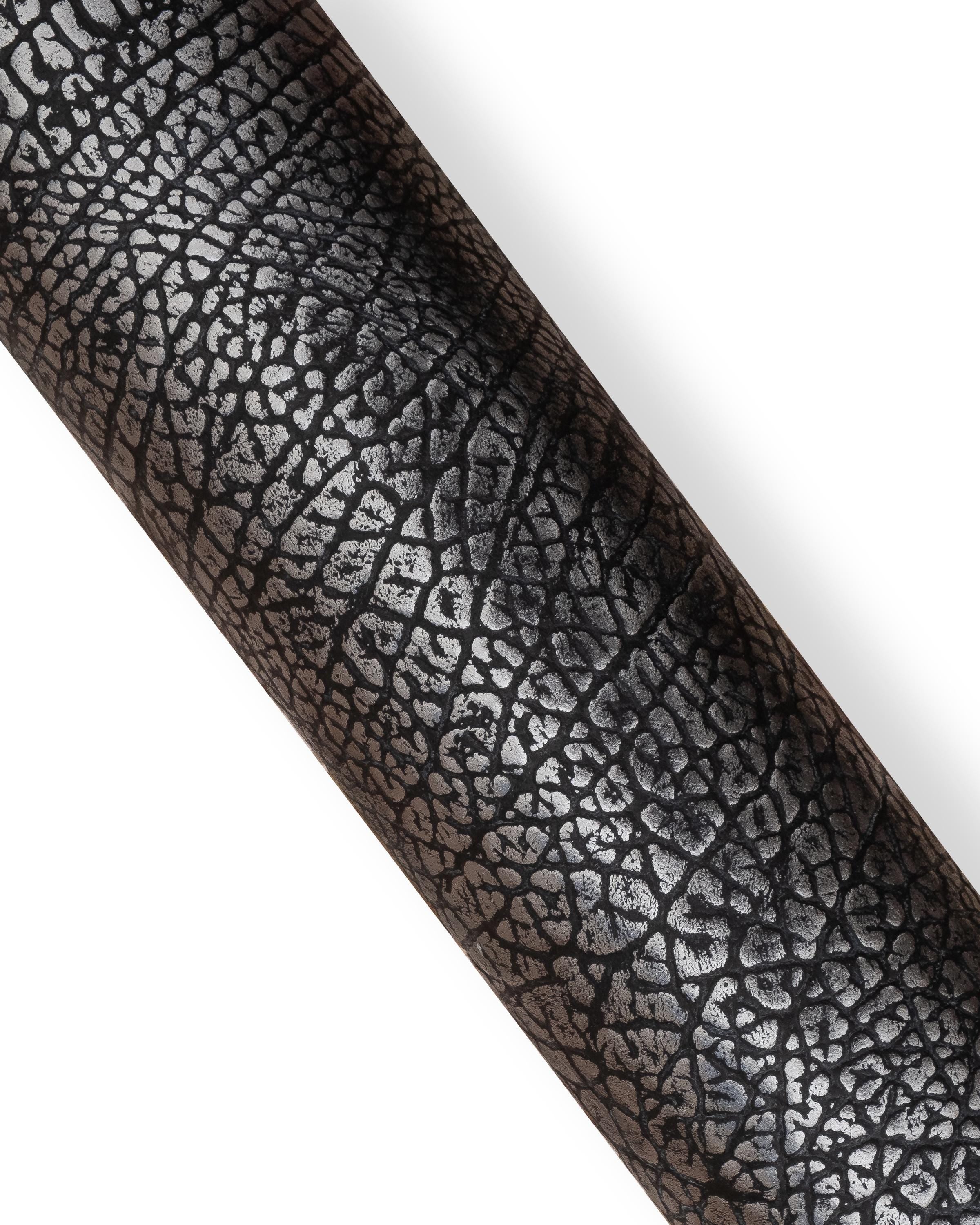 Black silver ELEPHANT textured leather skin, METALLIC calfskin animal print 1.2 - 1.4 mm B18703-MT(st) La Garzarara