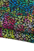 MULTICOLOR leopard texture on black basis, calfskin, colorful CHEETAH printed skin for diy projects B18592-ST La Garzarara