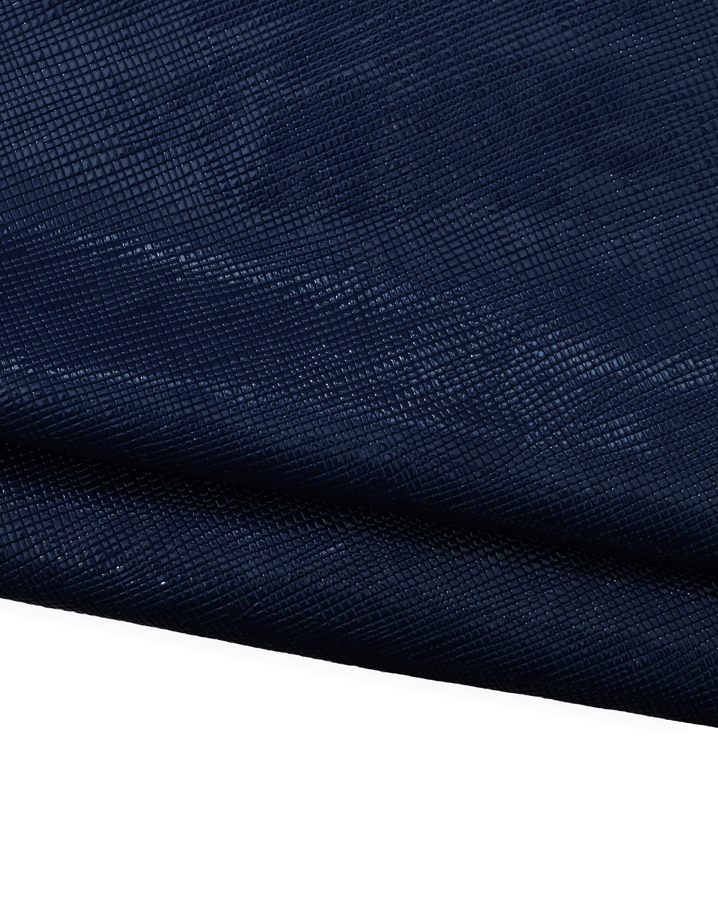Blue GEOMETRICAL printed leather hide, glossy embossed PATENT cowhide, soft calfskin for hobbyists 1.1-1.3 mm B17957-ST La Garzarara