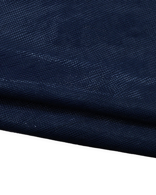 Blue GEOMETRICAL printed leather hide, glossy embossed PATENT cowhide, soft calfskin for hobbyists 1.1-1.3 mm B17957-ST La Garzarara