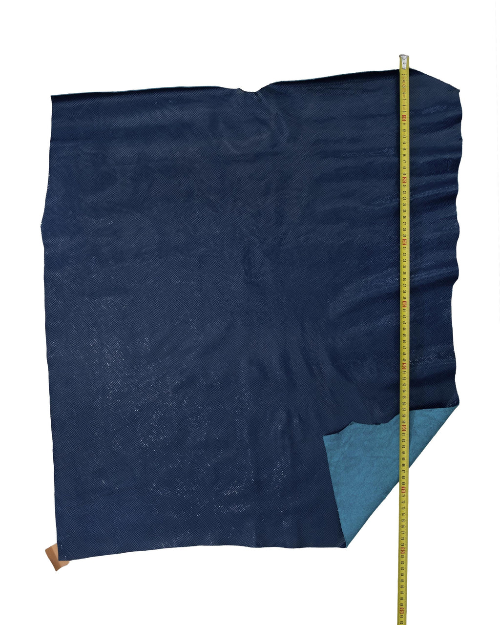 Blue GEOMETRICAL printed leather hide, glossy embossed PATENT cowhide, soft calfskin for hobbyists 1.1-1.3 mm B17957-ST La Garzarara