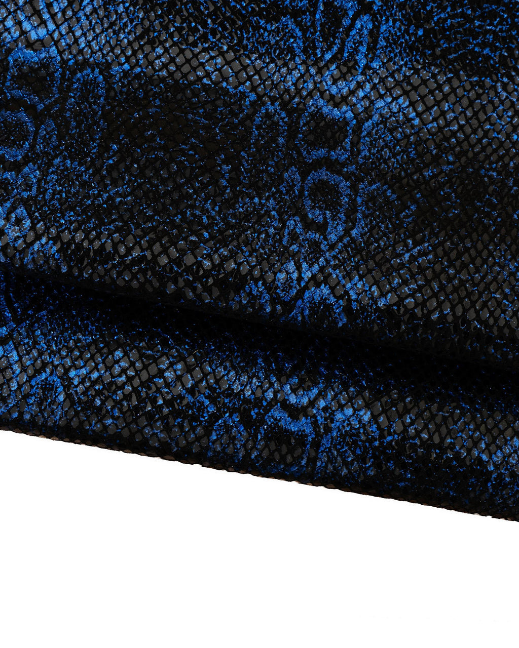 Black and blue METALLIC PYTHON leather skin, glossy reptile printed goatskin, soft bright snakeskin B18741-MT(st) La Garzarara