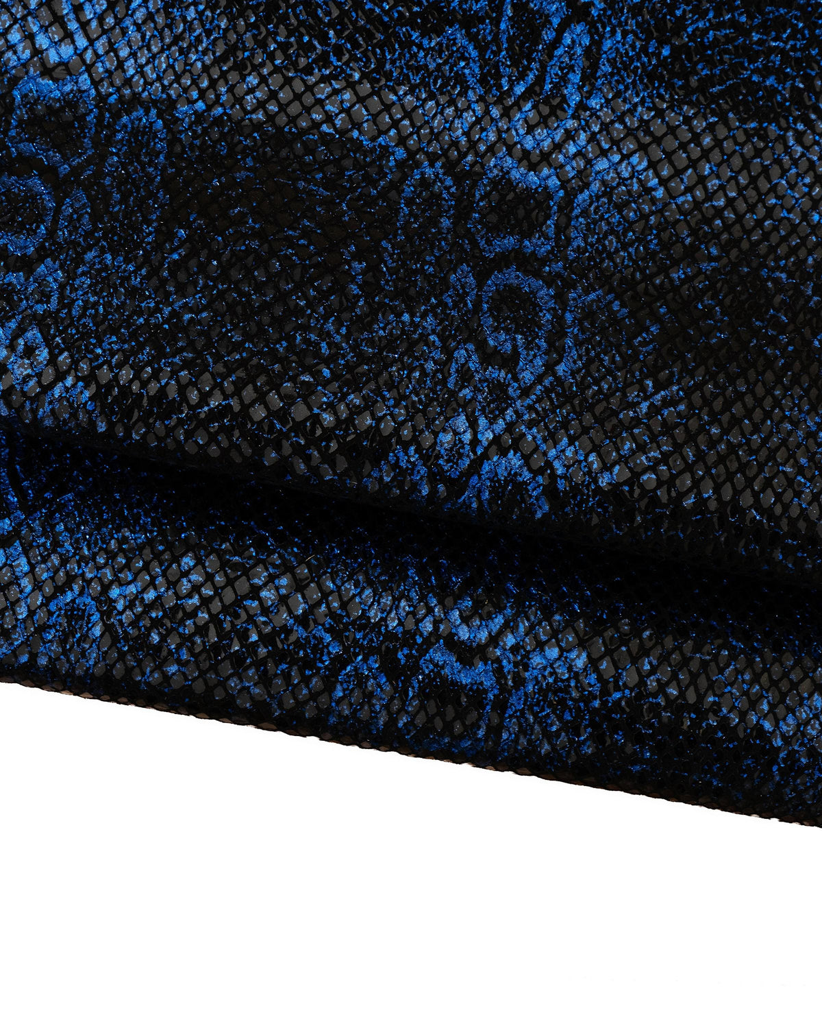 Black and blue METALLIC PYTHON leather skin, glossy reptile printed goatskin, soft bright snakeskin B18741-MT(st) La Garzarara