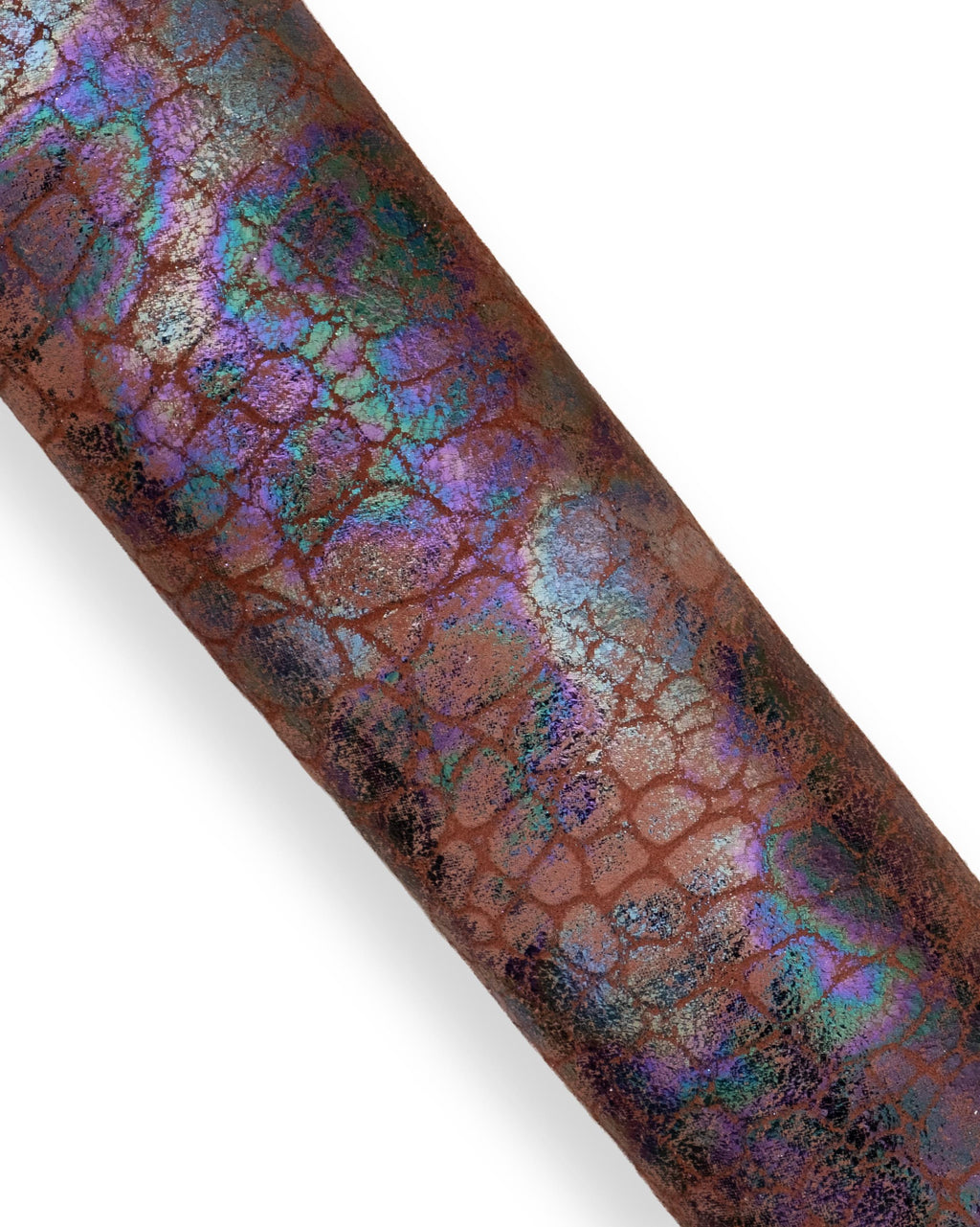 HOLOGRAPHIC printed leather skin, brick red CROCODILE embossed goatskin, vintage effect for hobbyists B18728-MT(st) Garzarara