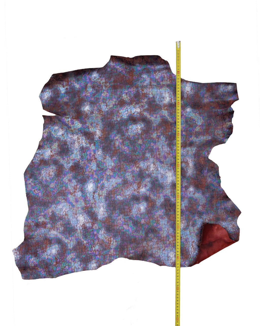 HOLOGRAPHIC printed leather skin, brick red CROCODILE embossed goatskin, vintage effect for hobbyists B18728-MT(st) Garzarara