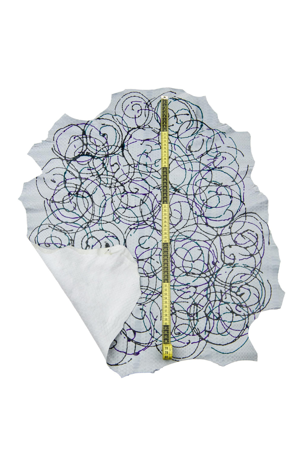 White Graphic Leather Python Hide, Abstract Brushstroke Painted Reptile, B18403-DM La Garzarara