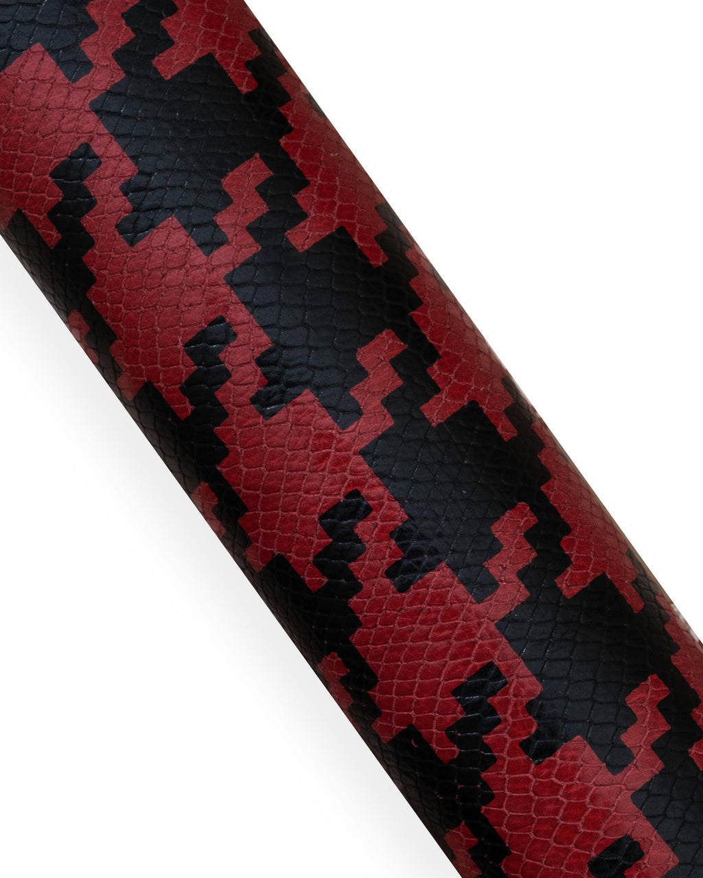 PIES de POULE printed leather hide, red -black pattern on soft reptile calfskin, glossy cowhide for hobbyists B18737-ST La Garzarara