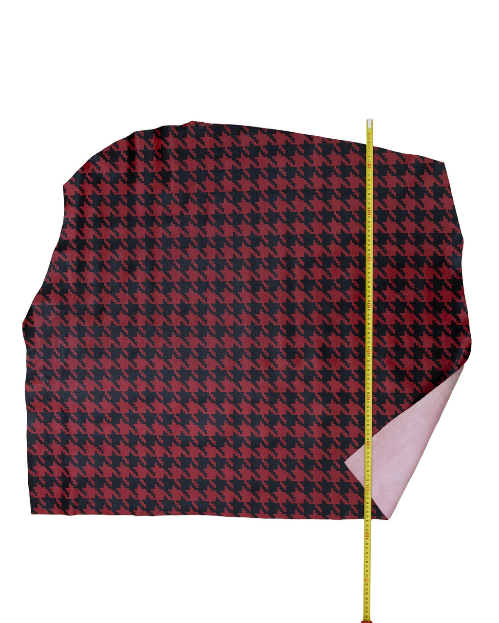 PIES de POULE printed leather hide, red -black pattern on soft reptile calfskin, glossy cowhide for hobbyists B18737-ST La Garzarara
