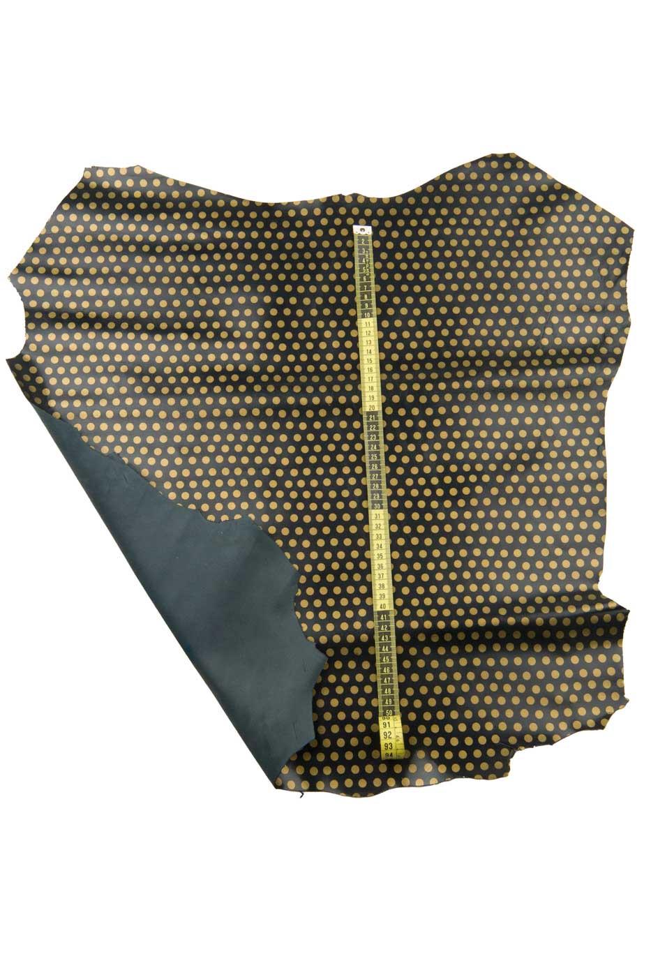 Bronze POLKA DOTS printed leather hide, colorful balls print on black goatskin for diy projects B18621-ST La Garzarara