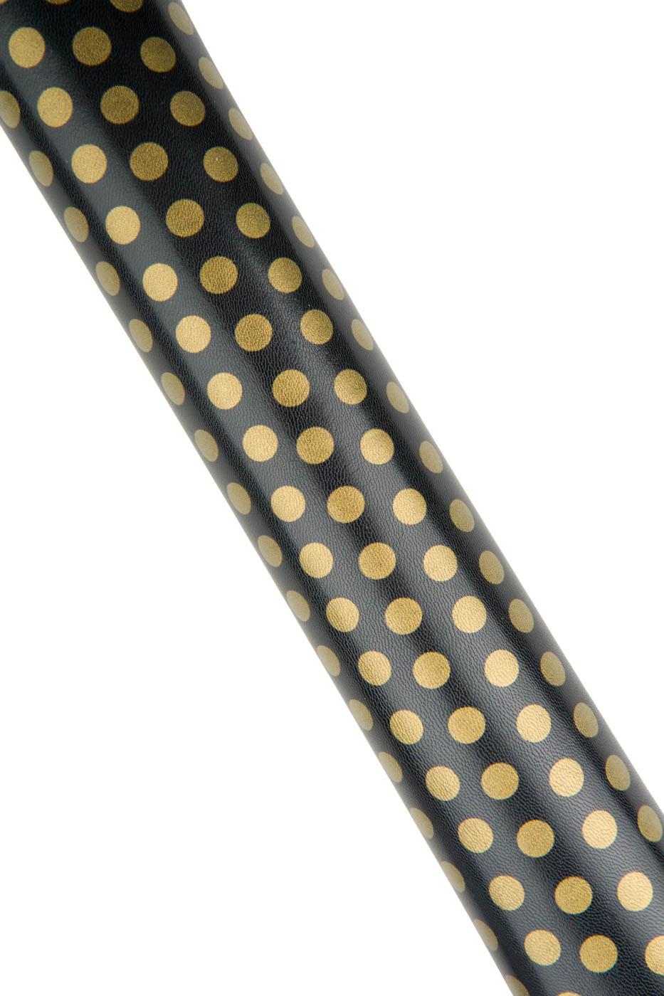 Bronze POLKA DOTS printed leather hide, colorful balls print on black goatskin for diy projects B18621-ST La Garzarara