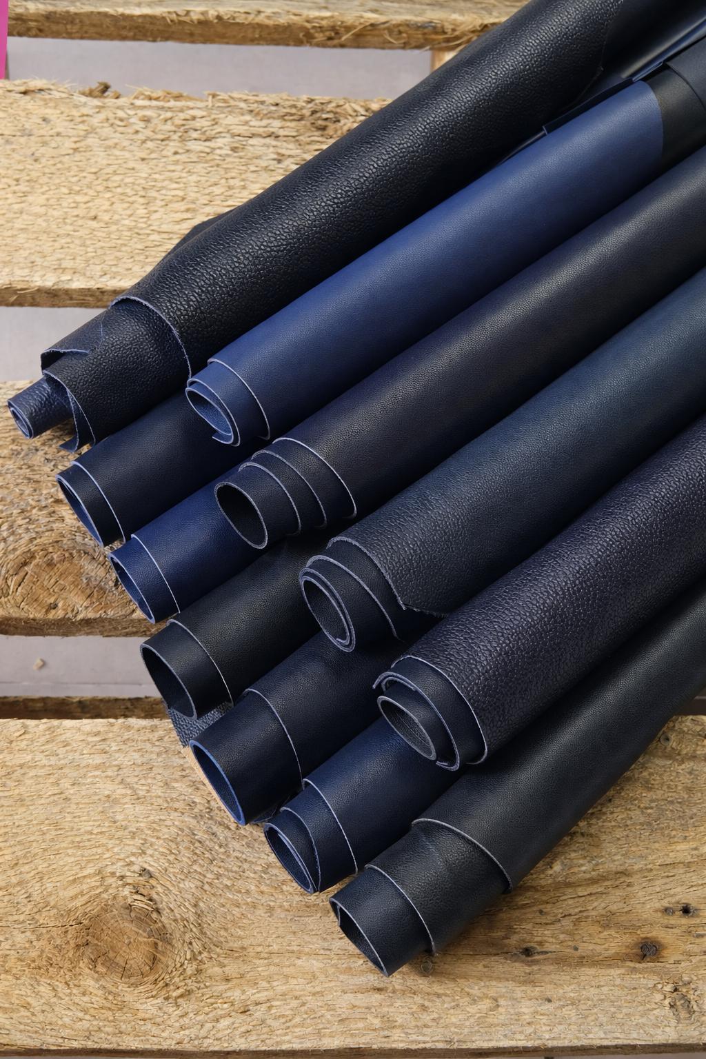 Blue Leather PIECES, Assorted Smooth Navy leather scraps, Variety blue Offcuts 1.0-1.2mm (3-4oz) 1 kg (2 lbs) - 2 kg (4 lbs) B110