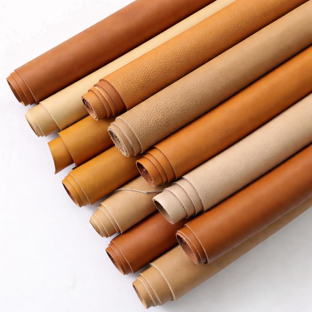 Tan Leather PIECES, solid and pebbled colors, random assortment solid Cognac pieces, 1.0-1.2mm (3-4oz) (2 lbs) - (4 lbs) B111