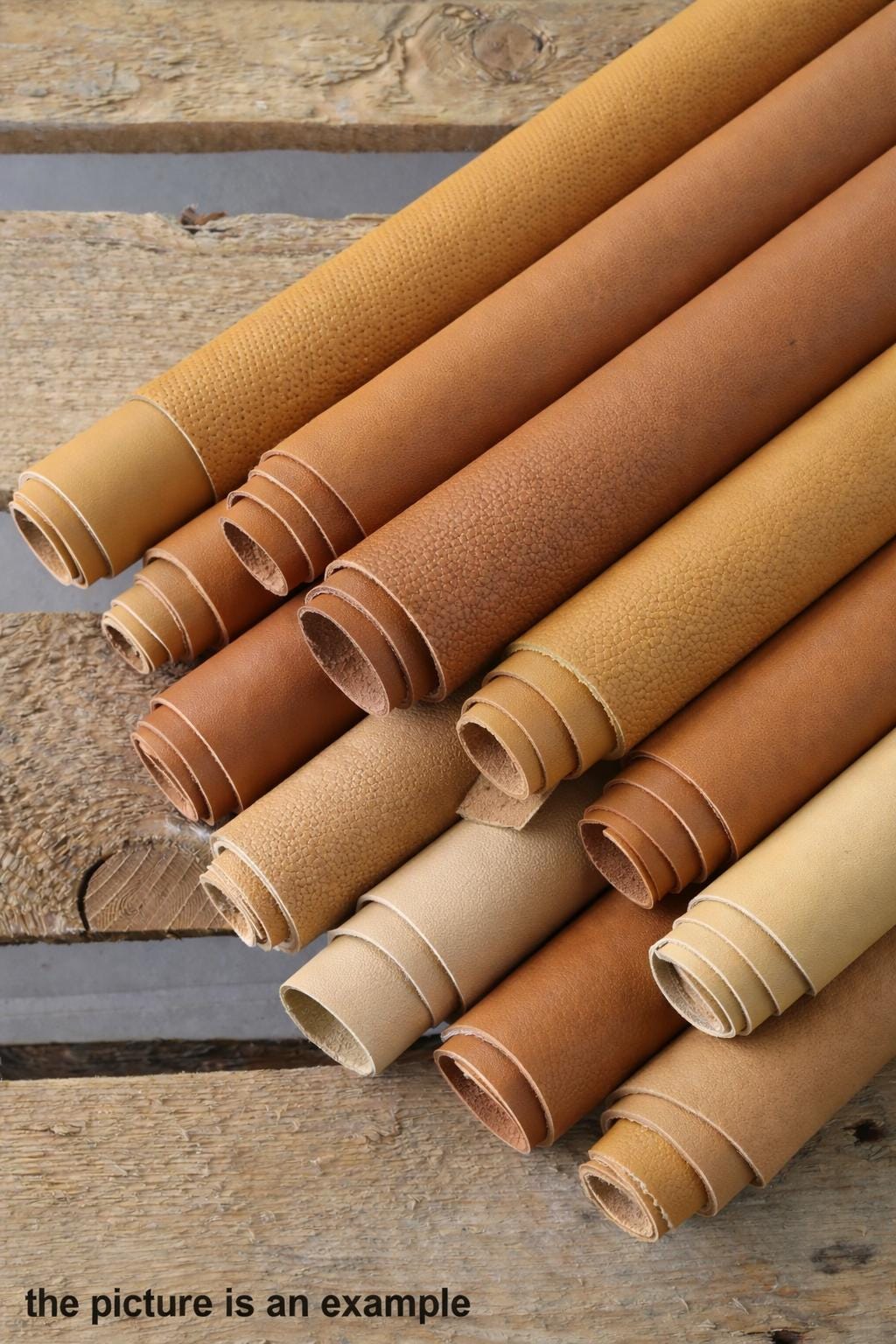Tan Leather PIECES, solid and pebbled colors, random assortment solid Cognac pieces, 1.0-1.2mm (3-4oz) (2 lbs) - (4 lbs) B111